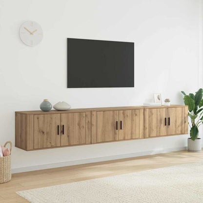 Nástěnný Tv Skříňový Set 3 Ks Artisanový Dub Kompozitní Dřevo