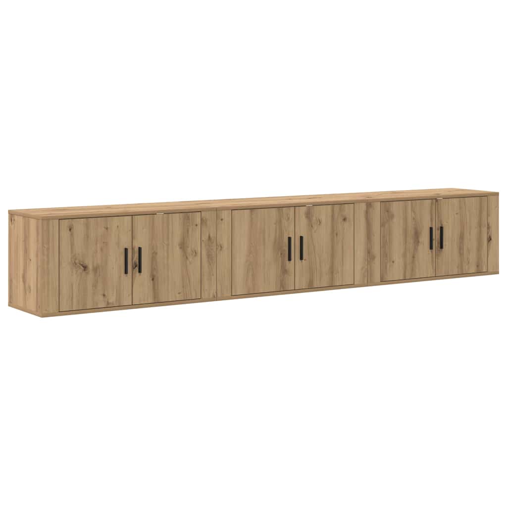 Nástěnný Tv Skříňový Set 3 Ks Artisanový Dub Kompozitní Dřevo
