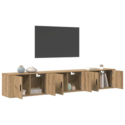 Nástěnný Tv Skříňový Set 3 Ks Artisanový Dub Kompozitní Dřevo