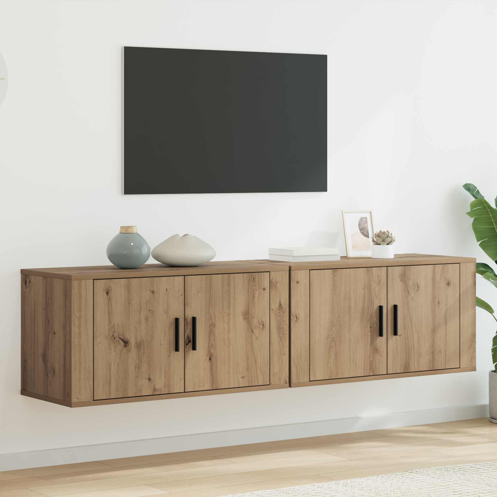 Nástěnný Tv Skříňový Set 2 Ks Artisanový Dub Kompozitní Dřevo
