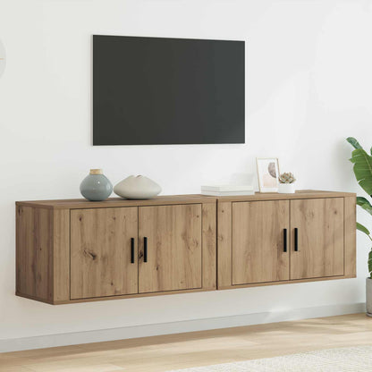 Nástěnný Tv Skříňový Set 2 Ks Artisanový Dub Kompozitní Dřevo