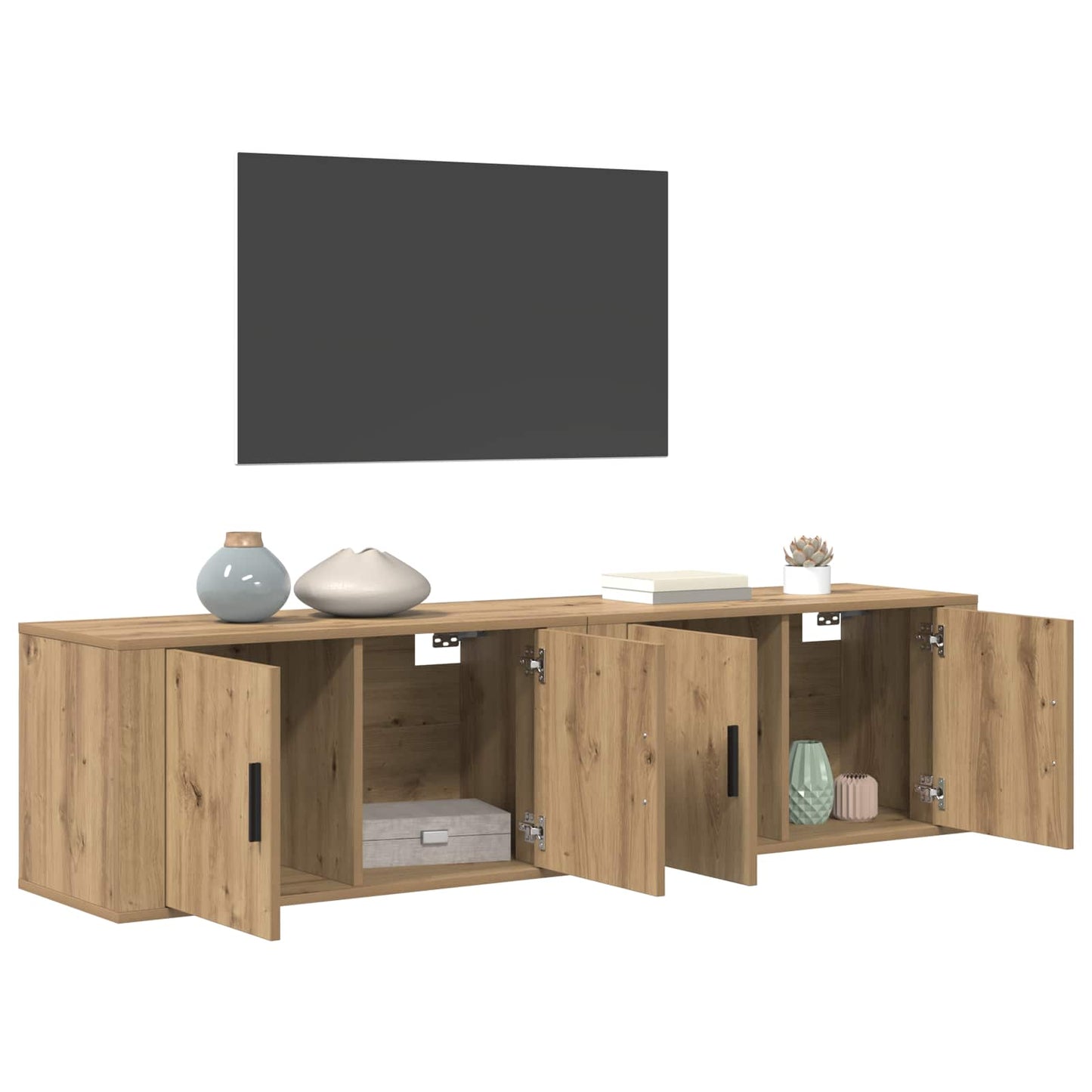 Nástěnný Tv Skříňový Set 2 Ks Artisanový Dub Kompozitní Dřevo