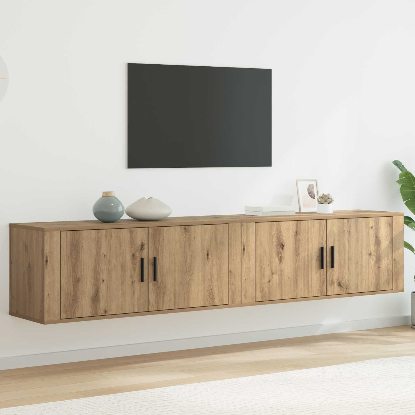Nástěnný Tv Skříňový Set 2 Ks Artisanový Dub Kompozitní Dřevo