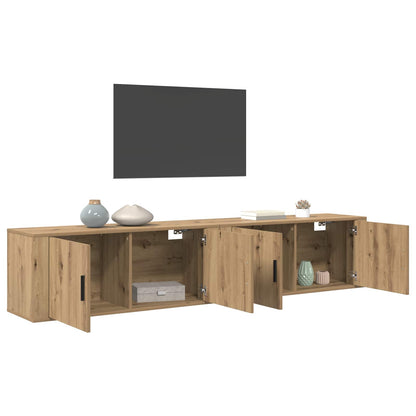 Nástěnný Tv Skříňový Set 2 Ks Artisanový Dub Kompozitní Dřevo