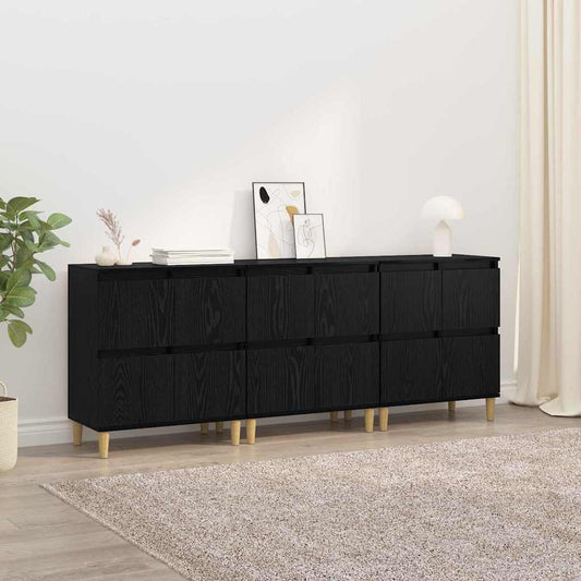 Konzole 3 Ks Černý Dub 60 X 35 X 70 Cm Kompozitní Dřevo