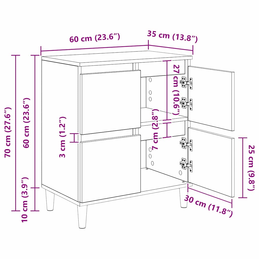 Konzole 3 Ks Černý Dub 60 X 35 X 70 Cm Kompozitní Dřevo