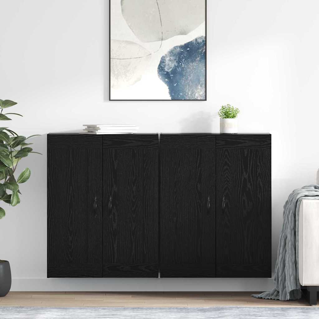 Nástěnná Skříň 2 Ks Černý Dub 69,5 X 34 X 90 Cm