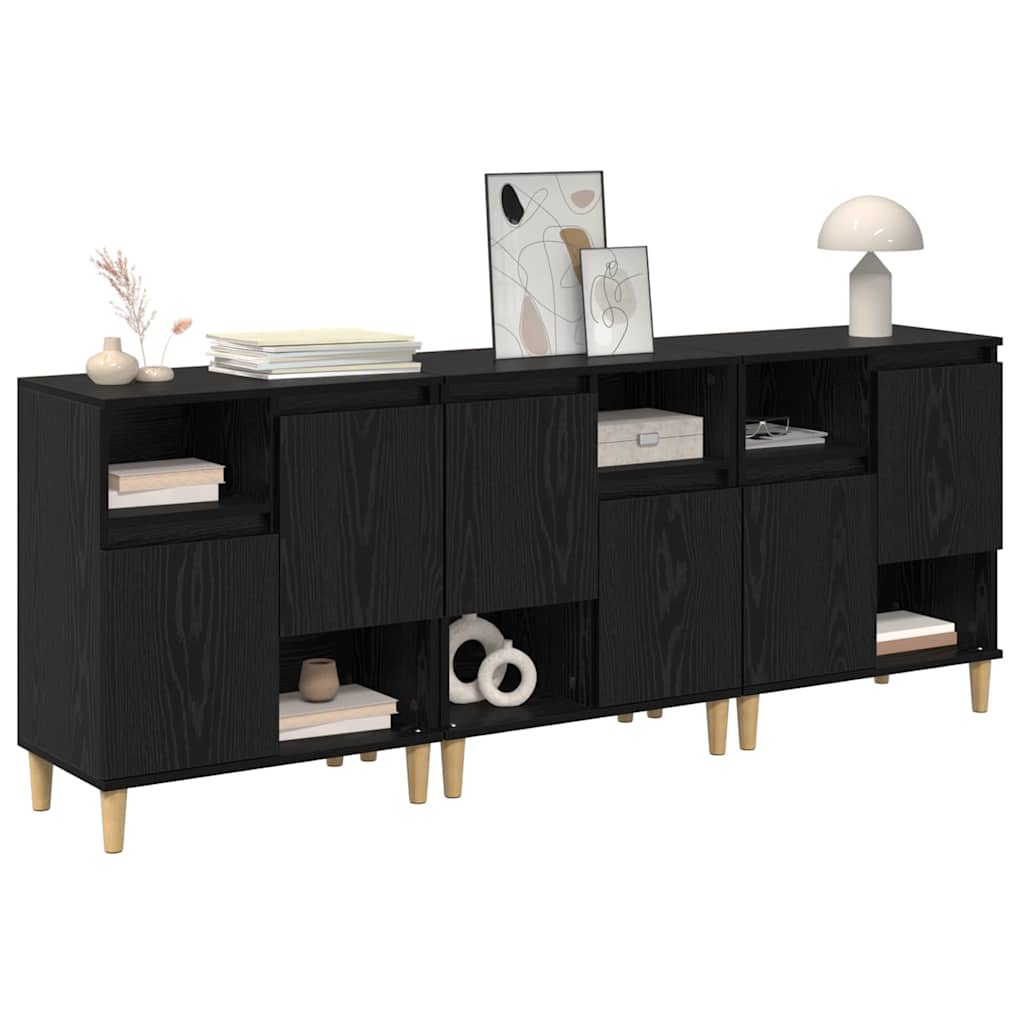 Konzole 3 Ks Černý Dub 60 X 35 X 70 Cm Kompozitní Dřevo