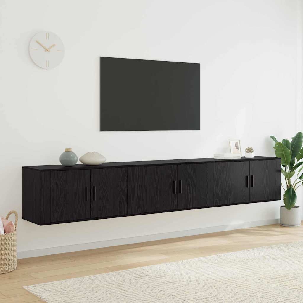 Nástěnný Tv Skříňový Set 3 Ks Černý Dub Kompozitní Dřevo