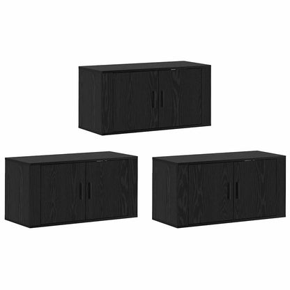 Nástěnný Tv Skříňový Set 3 Ks Černý Dub Kompozitní Dřevo