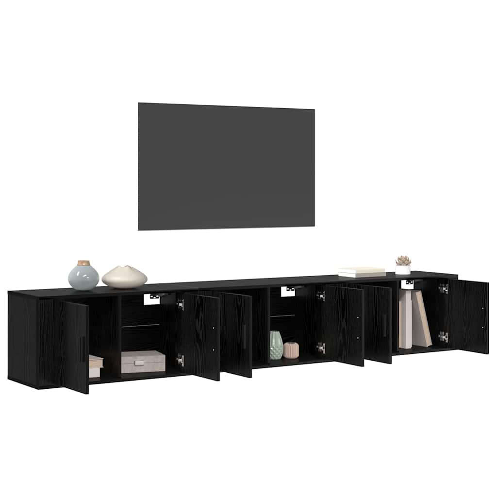 Nástěnný Tv Skříňový Set 3 Ks Černý Dub Kompozitní Dřevo