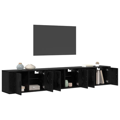 Nástěnný Tv Skříňový Set 3 Ks Černý Dub Kompozitní Dřevo