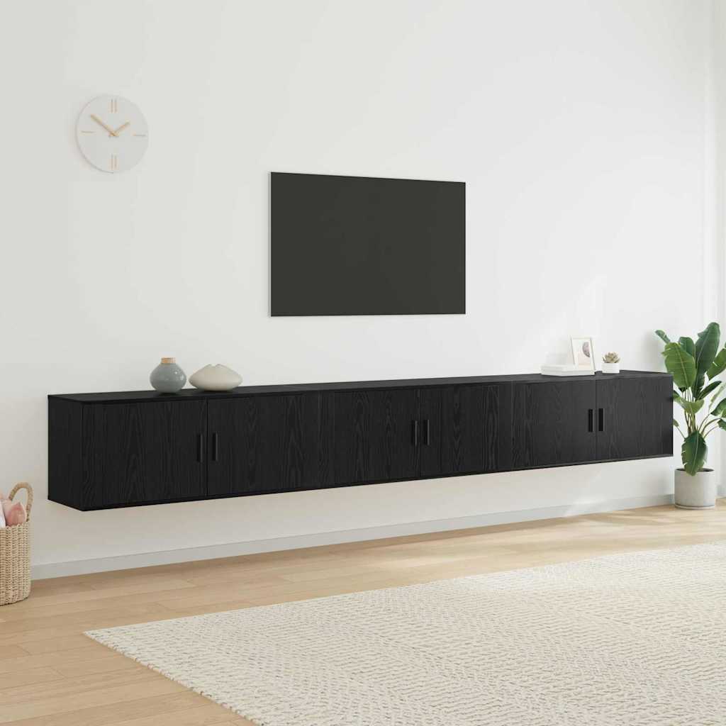 Nástěnný Tv Skříňový Set 3 Ks Černý Dub Kompozitní Dřevo