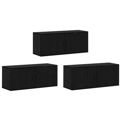 Nástěnný Tv Skříňový Set 3 Ks Černý Dub Kompozitní Dřevo