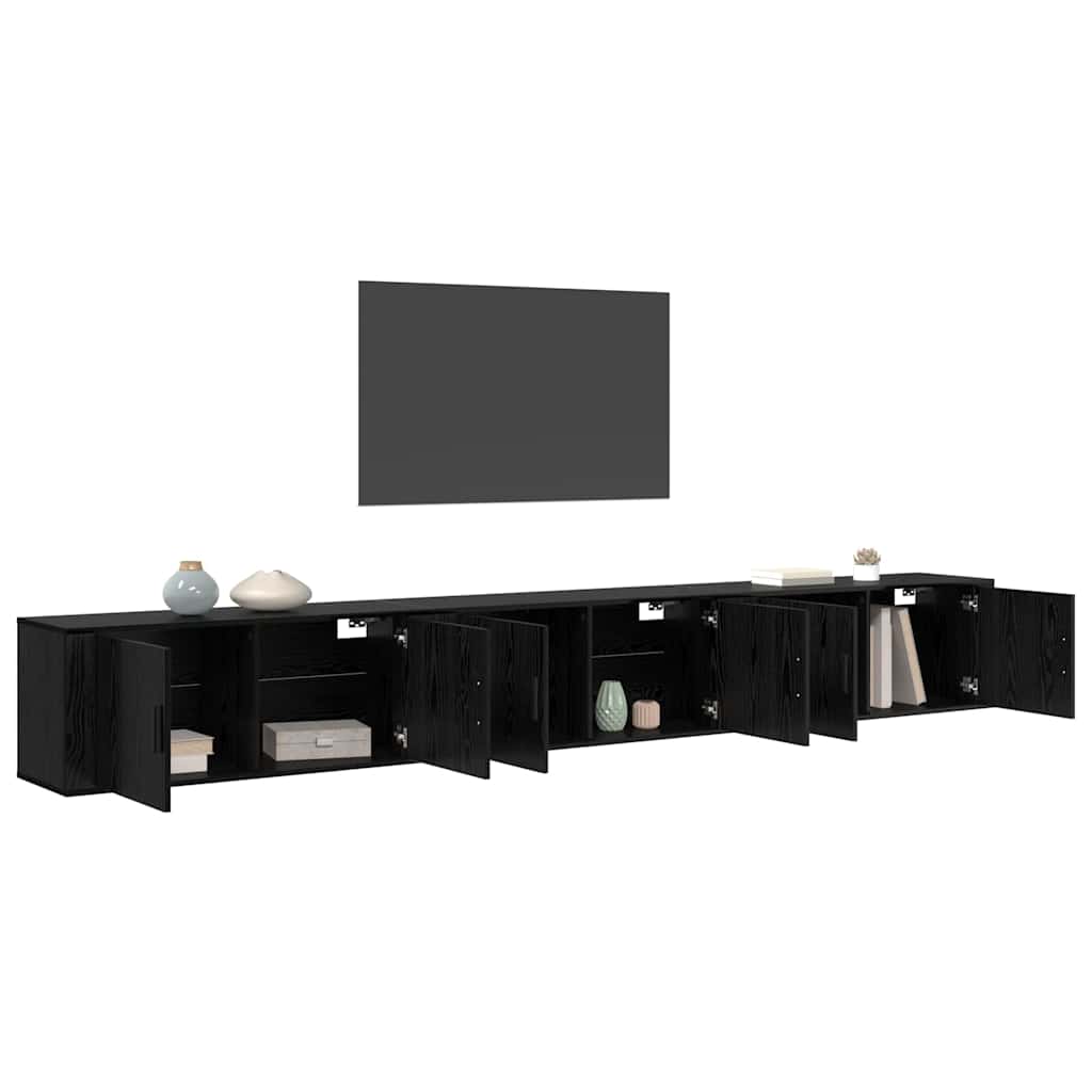 Nástěnný Tv Skříňový Set 3 Ks Černý Dub Kompozitní Dřevo