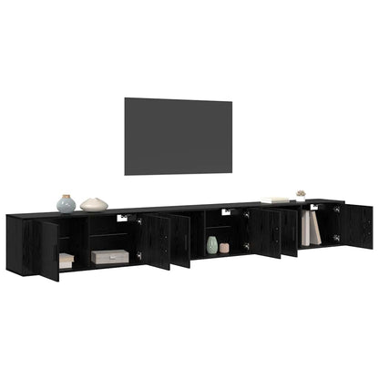 Nástěnný Tv Skříňový Set 3 Ks Černý Dub Kompozitní Dřevo