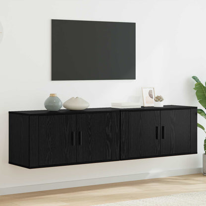 Nástěnný Tv Skříňový Set 2 Ks Černý Dub Kompozitní Dřevo