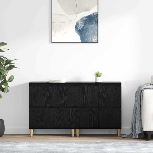 Konzole 2 Ks Černý Dub 60 X 35 X 70 Cm Kompozitní Dřevo