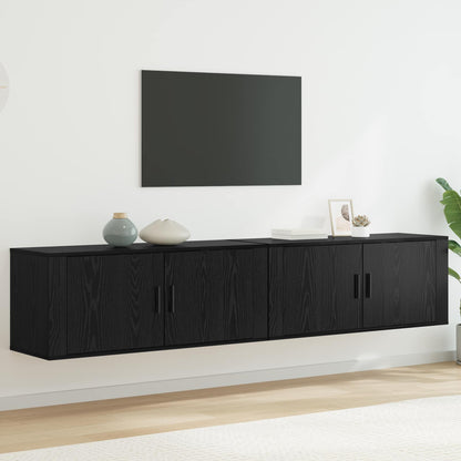 Nástěnný Tv Skříňový Set 2 Ks Černý Dub Kompozitní Dřevo