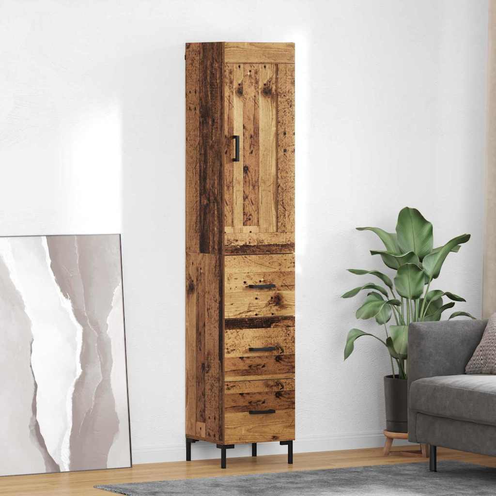 Vysoký Bufet Staré Dřevo 34,5 X 34 X 180 Cm Kompozitní Dřevo