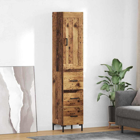 Vysoký Bufet Staré Dřevo 34,5 X 34 X 180 Cm Kompozitní Dřevo