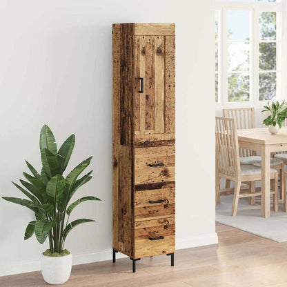 Vysoký Bufet Staré Dřevo 34,5 X 34 X 180 Cm Kompozitní Dřevo