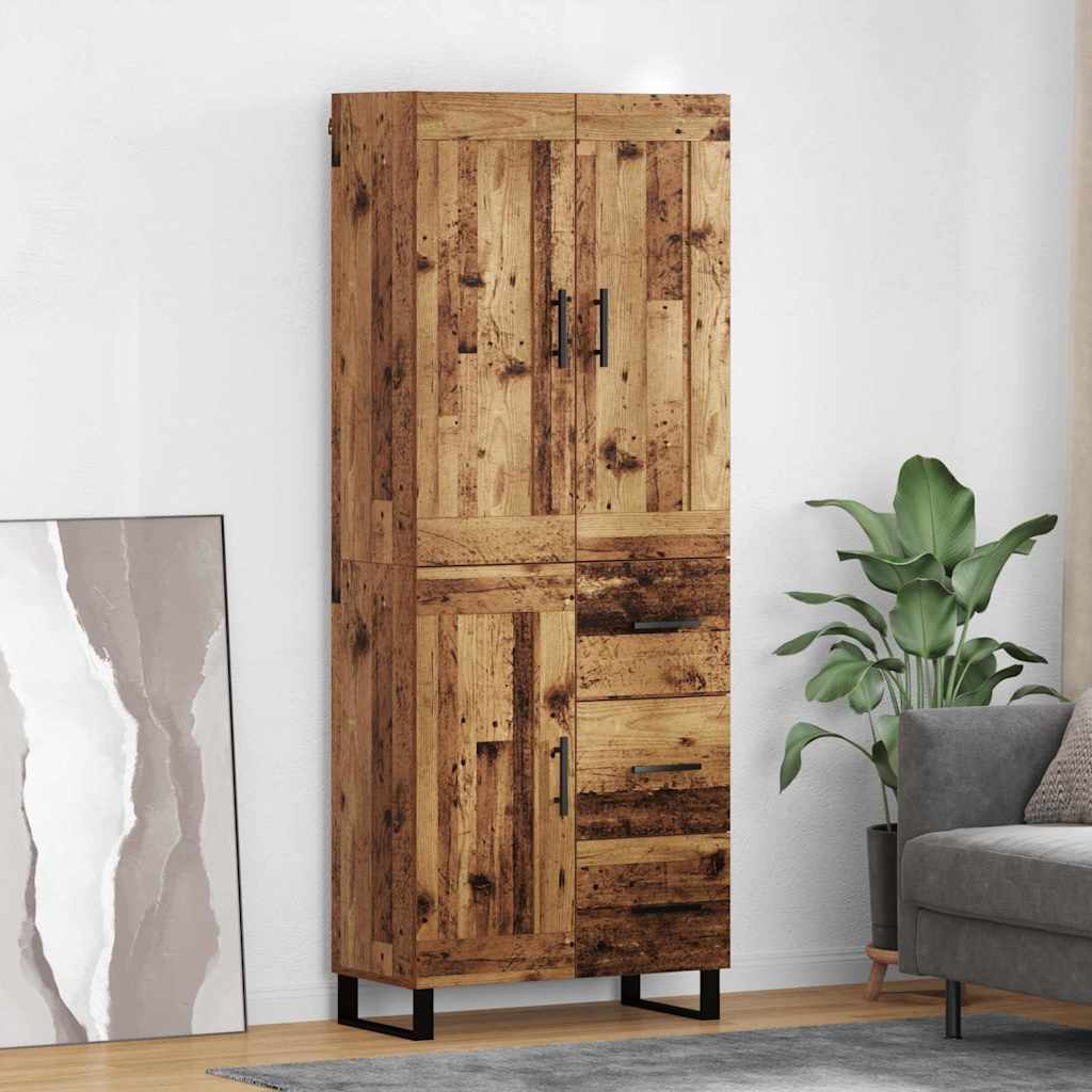 Vysoký Bufet 2 Ks Staré Dřevo 69,5 X 34 X 180 Cm
