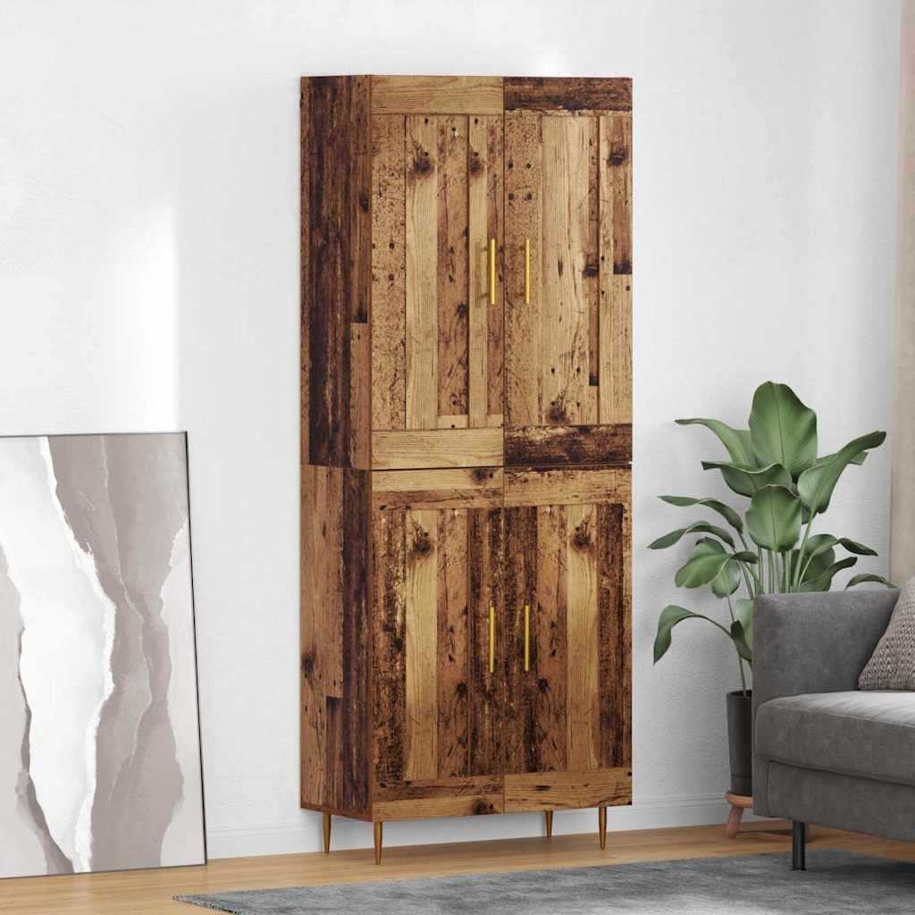 Vysoký Bufet Staré Dřevo 69,5 X 34 X 180 Cm Kompozitní Dřevo