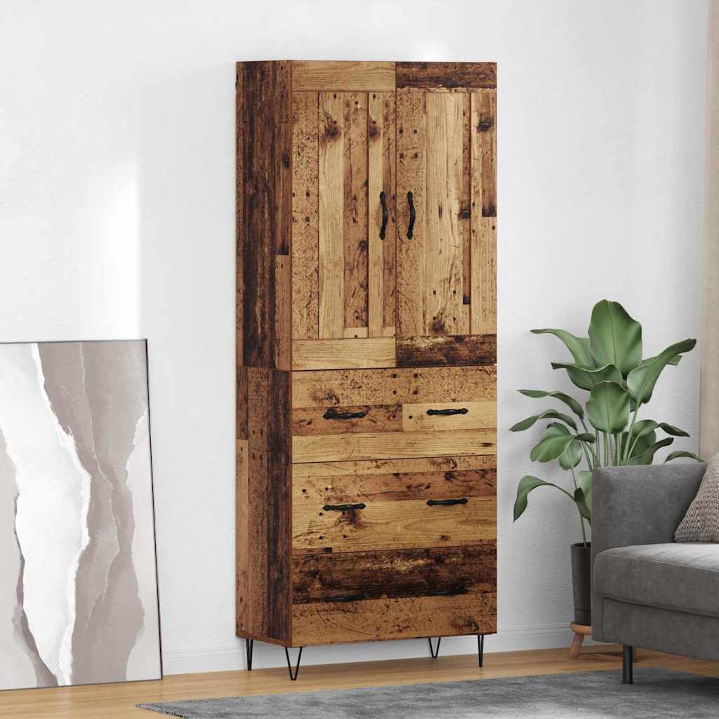 Vysoký Bufet Staré Dřevo 69,5 X 34 X 180 Cm Kompozitní Dřevo