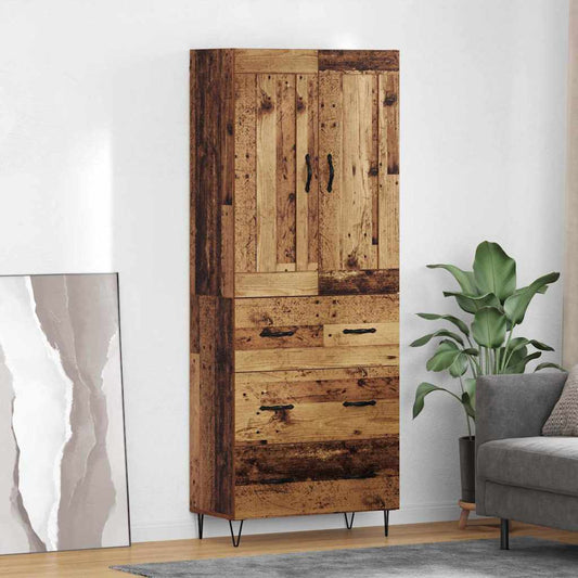 Vysoký Bufet Staré Dřevo 69,5 X 34 X 180 Cm Kompozitní Dřevo