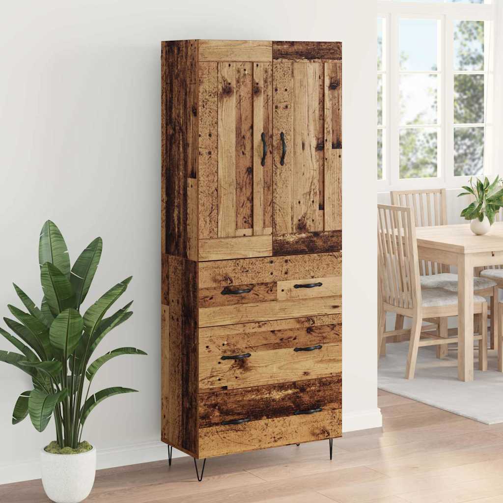 Vysoký Bufet Staré Dřevo 69,5 X 34 X 180 Cm Kompozitní Dřevo