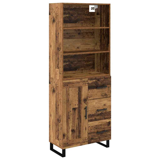 Vysoký Bufet 2 Ks Staré Dřevo 69,5 X 34 X 180 Cm