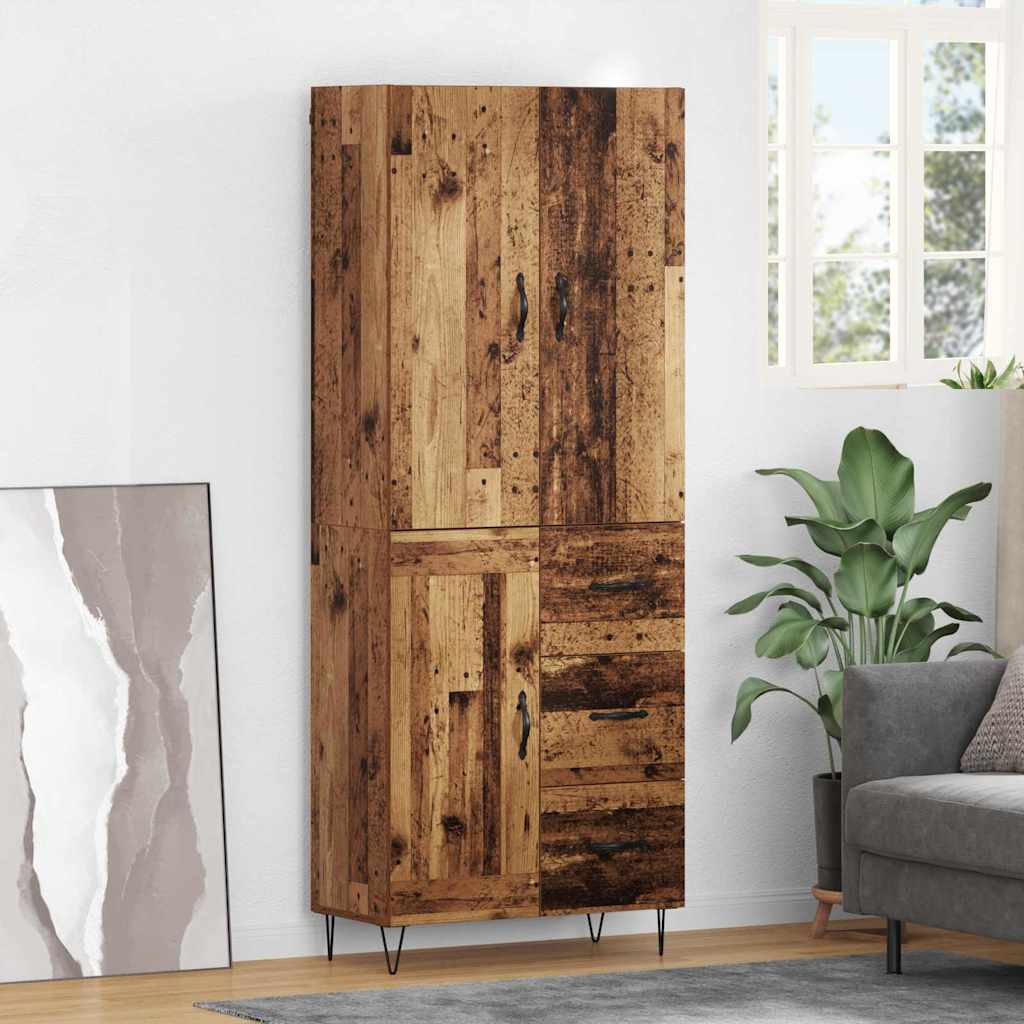 Vysoký Bufet 2 Ks Staré Dřevo 69,5 X 34 X 180 Cm