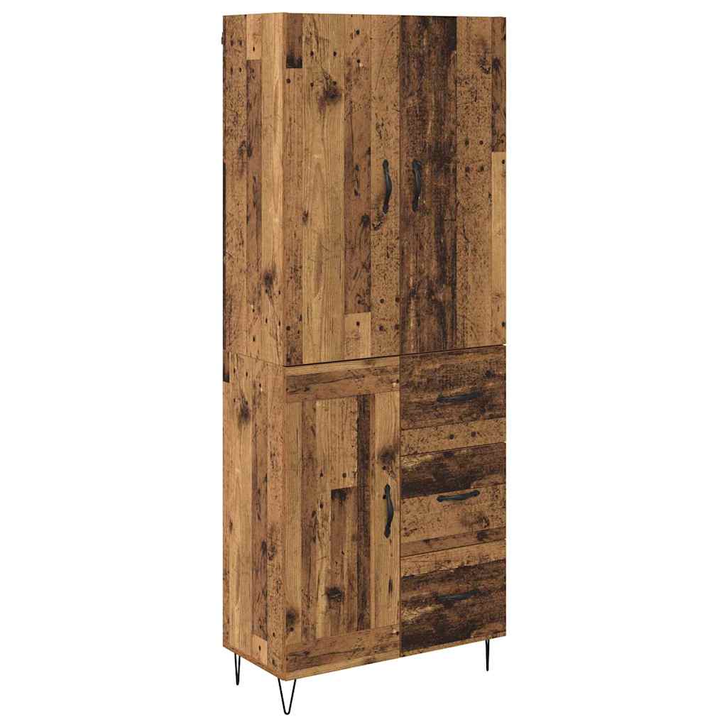 Vysoký Bufet 2 Ks Staré Dřevo 69,5 X 34 X 180 Cm