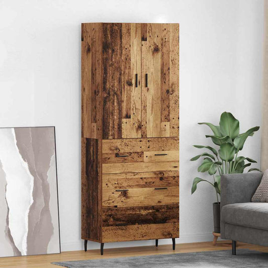 Vysoký Bufet 2 Ks Staré Dřevo 69,5 X 34 X 180 Cm