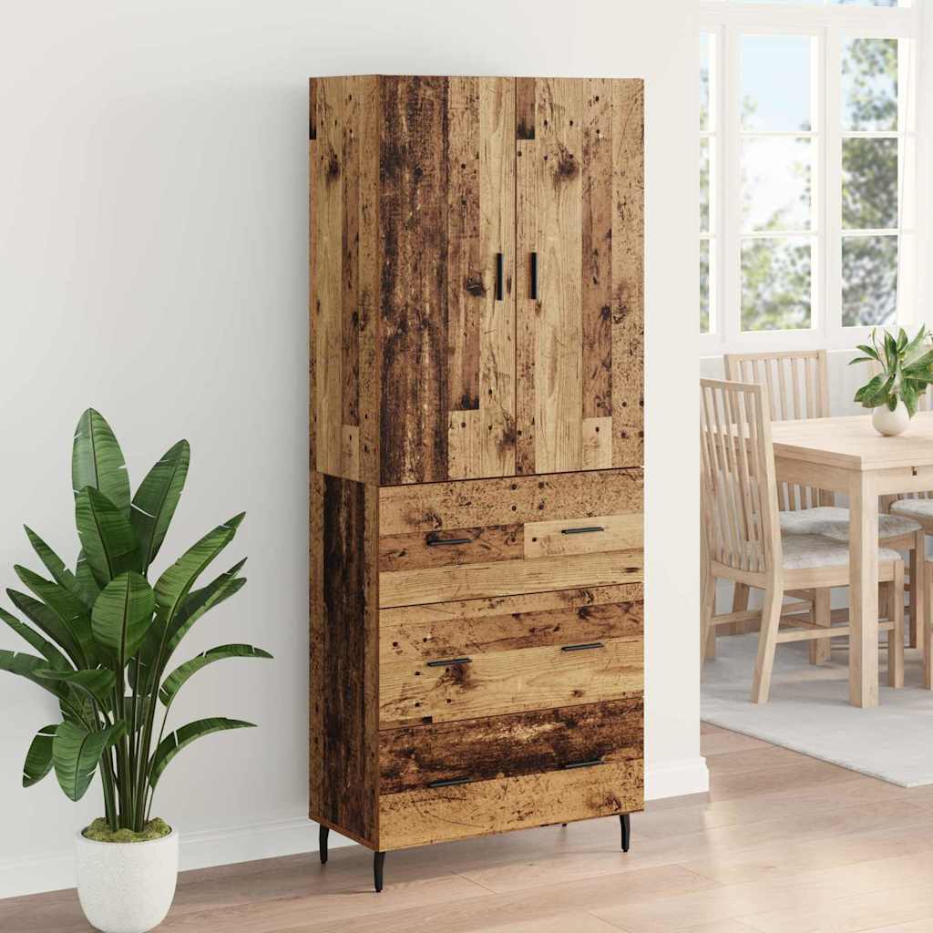 Vysoký Bufet 2 Ks Staré Dřevo 69,5 X 34 X 180 Cm