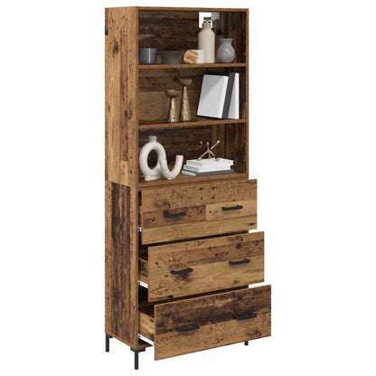 Vysoký Bufet Staré Dřevo 69,5 X 34 X 180 Cm Kompozitní Dřevo