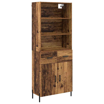 Vysoký Bufet Staré Dřevo 69,5 X 32,5 X 180 Cm Kompozitní Dřevo