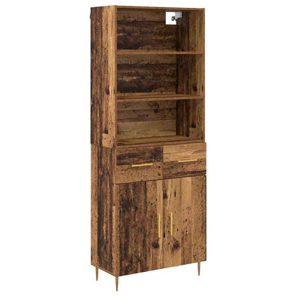 Vysoký Bufet Staré Dřevo 69,5 X 34 X 180 Cm Kompozitní Dřevo