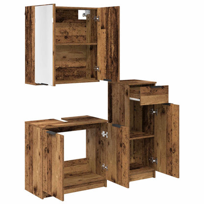 Sada Koupelnového Nábytku 3 Ks Staré Dřevo 64,5 X 33,5 X 59 Cm