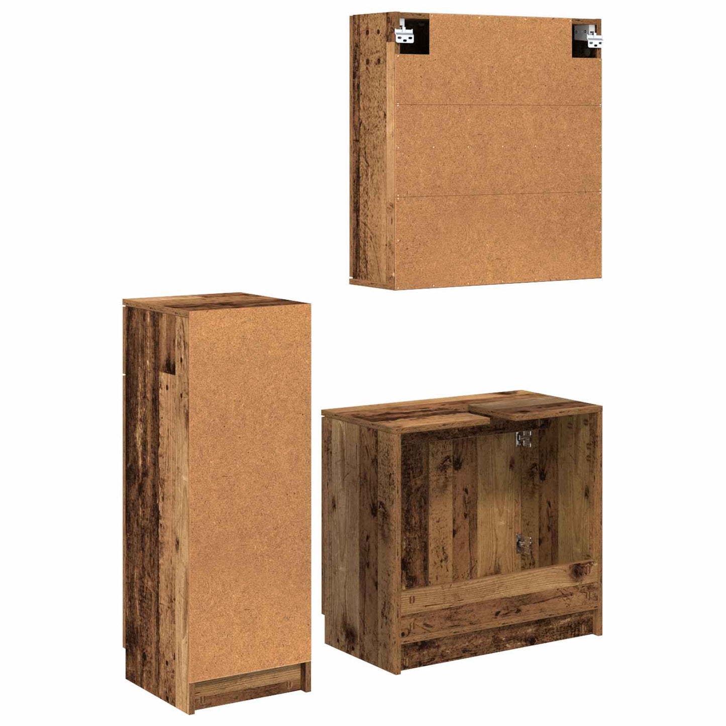 Sada Koupelnového Nábytku 3 Ks Staré Dřevo 64,5 X 33,5 X 59 Cm