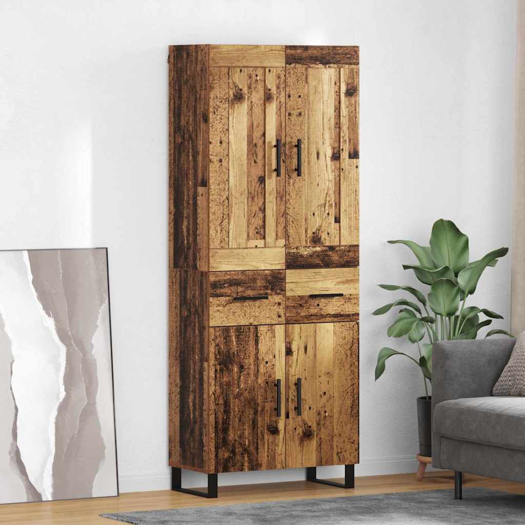 Vysoký Bufet 2 Ks Staré Dřevo 69,5 X 34 X 180 Cm