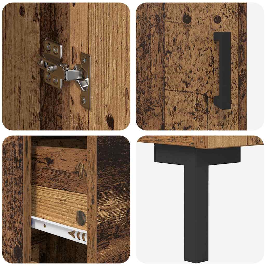 Vysoký Bufet 2 Ks Staré Dřevo 69,5 X 34 X 180 Cm
