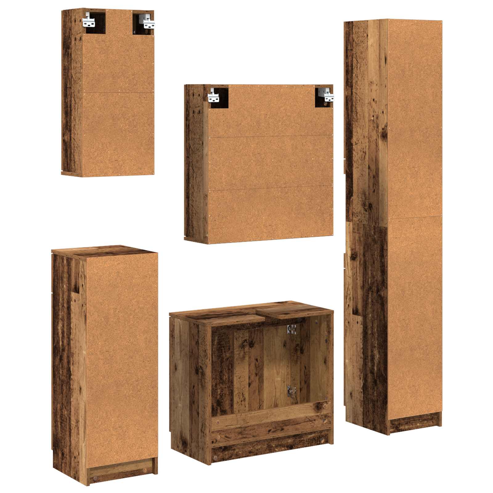 Sada Koupelnového Nábytku 5 Ks Staré Dřevo 64,5 X 33,5 X 59 Cm