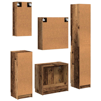 Sada Koupelnového Nábytku 5 Ks Staré Dřevo 64,5 X 33,5 X 59 Cm