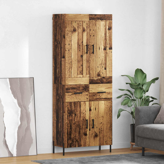 Vysoký Bufet 2 Ks Staré Dřevo 69,5 X 34 X 180 Cm