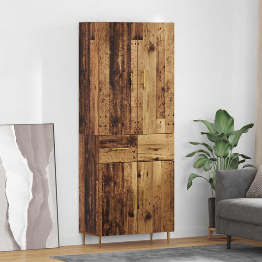 Vysoký Bufet Staré Dřevo 69,5 X 34 X 180 Cm Kompozitní Dřevo