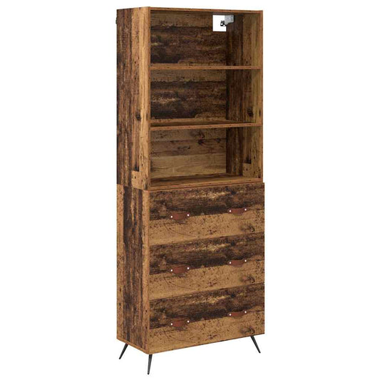 Vysoký Bufet Staré Dřevo 69,5 X 34 X 180 Cm Kompozitní Dřevo