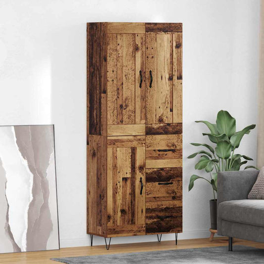 Vysoký Bufet Staré Dřevo 69,5 X 34 X 180 Cm Kompozitní Dřevo