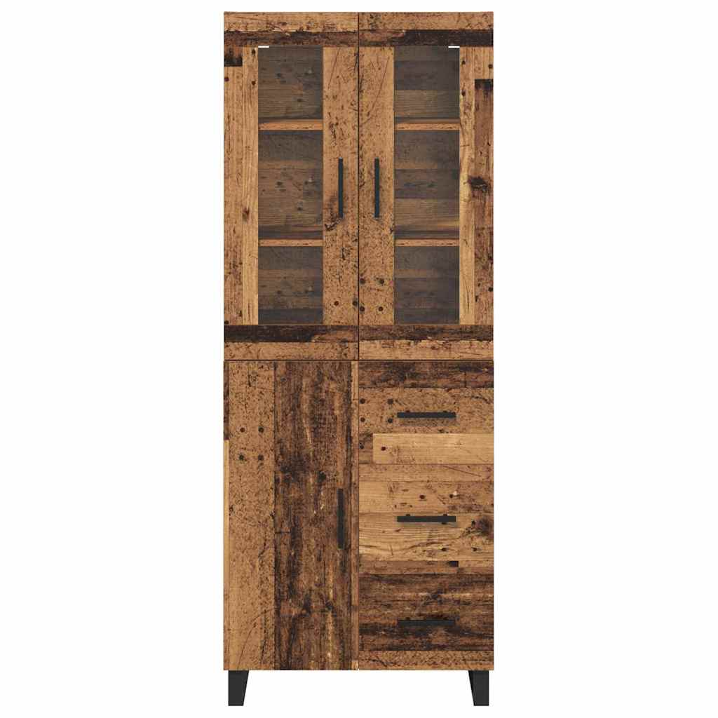 Vysoký Bufet 2 Ks Staré Dřevo 69,5 X 34 X 180 Cm
